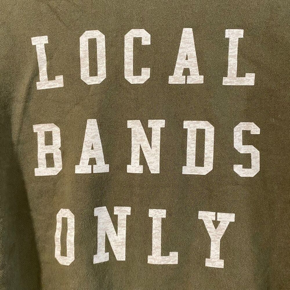 Pilcro Local Bands Only Graphic Sweatshirt Olive Green Cropped Size S - Picture 9 of 9